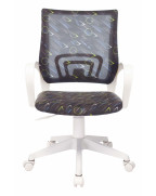Кресло детское Бюрократ KD-W4, обивка: ткань, цвет: черный/синий, рисунок регата
