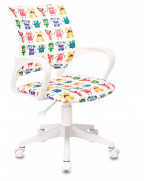 Кресло детское Бюрократ BUROKIDS 1 W, обивка: ткань, цвет: белый, рисунок монстры