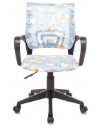 Кресло детское Бюрократ BUROKIDS 1, обивка: ткань, цвет: голубой, рисунок овечки