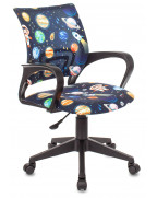Кресло детское Бюрократ BUROKIDS 1, обивка: ткань, цвет: черный, рисунок космонавт