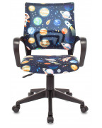 Кресло детское Бюрократ BUROKIDS 1, обивка: ткань, цвет: черный, рисунок космонавт