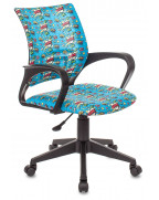 Кресло детское Бюрократ BUROKIDS 1, обивка: ткань, цвет: голубой, рисунок бум