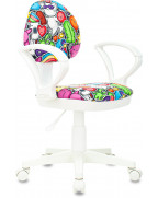 Кресло детское Бюрократ KD-3/WH/ARM, обивка: ткань, цвет: мультиколор, рисунок маскарад