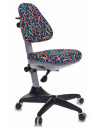 Кресло детское Бюрократ KD-2, обивка: ткань, цвет: синий, рисунок карандаши