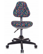 Кресло детское Бюрократ KD-2, обивка: ткань, цвет: синий, рисунок карандаши