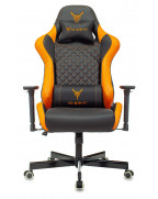 Кресло игровое Knight ARMOR, обивка: эко.кожа, цвет: черный/оранжевый, рисунок ромбик