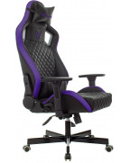 Кресло игровое Knight Outrider, обивка: эко.кожа, цвет: черный/фиолетовый, рисунок ромбик