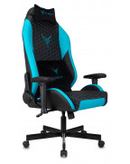 Кресло игровое Knight Neon, обивка: эко.кожа, цвет: черный/голубой, рисунок соты
