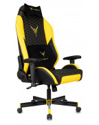 Кресло игровое Knight Neon, обивка: эко.кожа, цвет: черный/желтый, рисунок соты