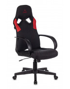 Кресло игровое Zombie RUNNER, обивка: текстиль/эко.кожа, цвет: черный/красный