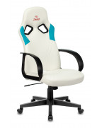 Кресло игровое Zombie RUNNER, обивка: эко.кожа, цвет: белый/голубой