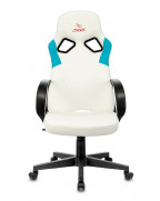 Кресло игровое Zombie RUNNER, обивка: эко.кожа, цвет: белый/голубой