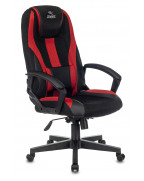 Кресло игровое Zombie 9, обивка: текстиль/эко.кожа, цвет: черный/красный