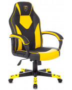 Кресло игровое Zombie GAME 17, обивка: текстиль/эко.кожа, цвет: черный/желтый