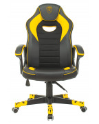 Кресло игровое Zombie GAME 16, обивка: текстиль/эко.кожа, цвет: черный/желтый