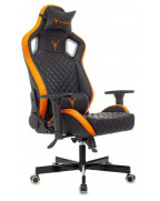  Кресло игровое Knight Outrider, обивка: эко.кожа, цвет: черный/оранжевый, рисунок ромбик